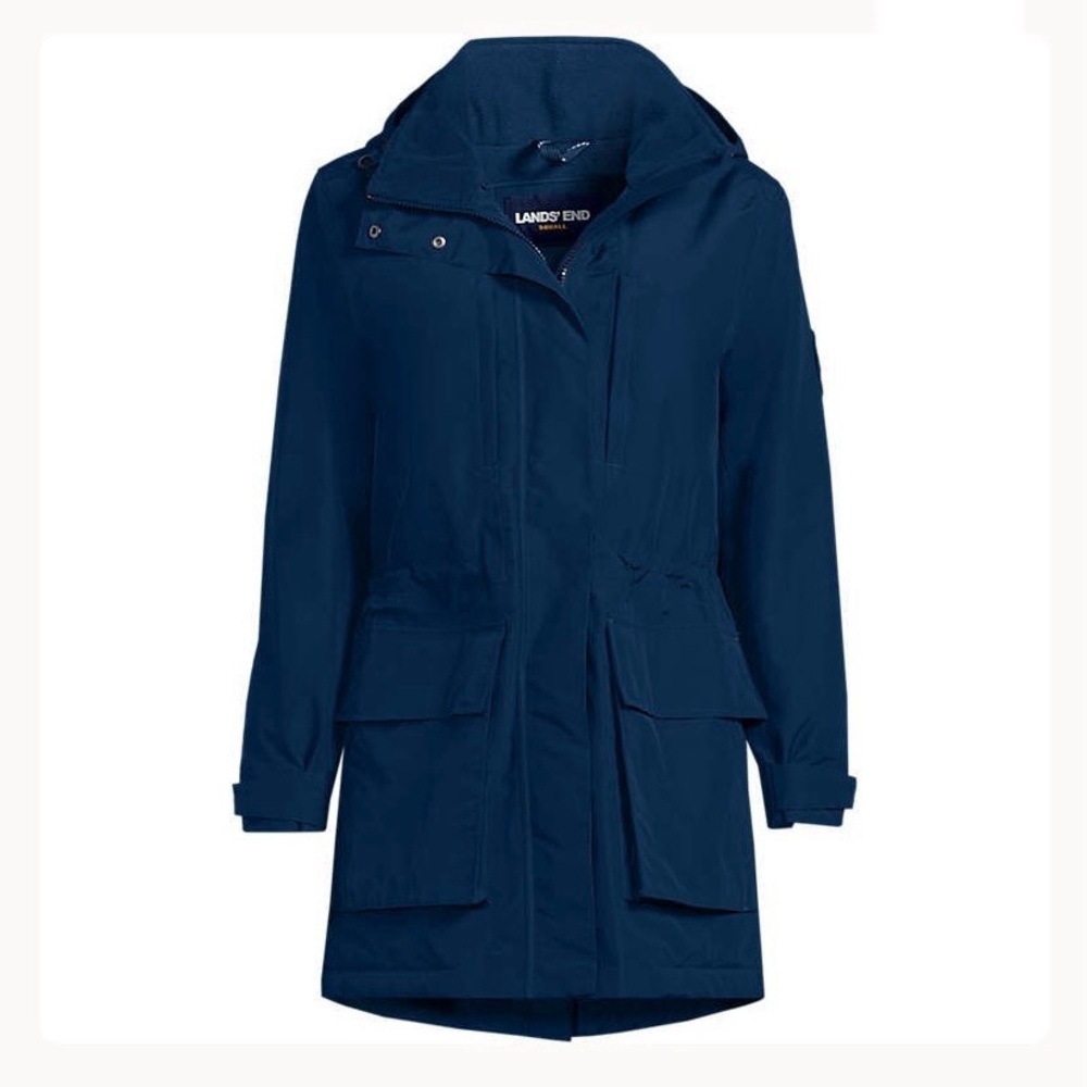 LANDSEND Women’s Squall Waterproof Parka Attached Hood